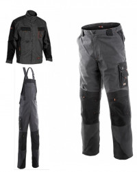 Пантолони до појас и со прерамки и јакна 270гр м2струк со ластик од странитестранични џебови со додатоци за алати