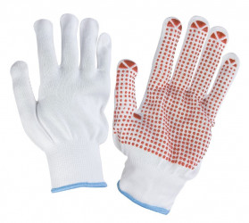 Плетени ракавици памук полиестер PVC појачување на дланка PVC точки на дланка и горен дел